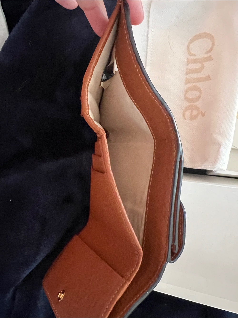 Chloe Alphabet Caramel Tri-Fold Wallet - Picture 4 of 6